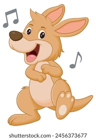 Cute Kangaroo Dancing Cartoon Vector Illustration. Animal Nature Icon Concept Isolated Premium Vector