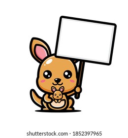 cute kangaroo design holding a blank text board