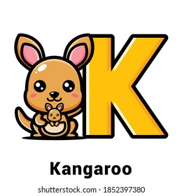 cute kangaroo design with letter k