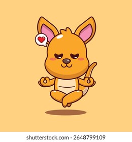 Canguru bonito fazendo meditação ioga desenho animado vetor ilustração