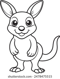 Cute Kangaroo Doodle Coloring Cartoon Character