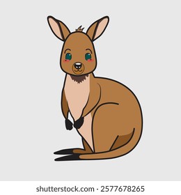 Cute Kangaroo doodle illustration  cartoon outline