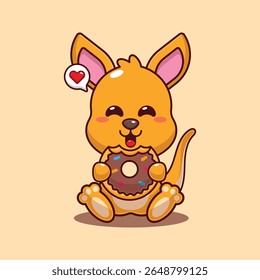 Canguru bonito comendo desenho animado vetor ilustração