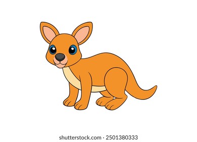 A Cute Kangaroo: Endearing Vector Illustration Art for Printable Graphics Design