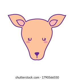 Cute kangaroo face cartoon line and fill style icon design, Animal zoo life nature and character theme Vector illustration