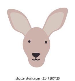 Cute Kangaroo Face On White Background