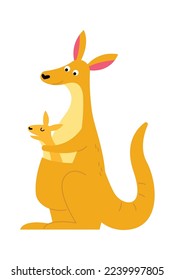 Cute kangaroo flat icon Wildlife Funny animals. Vector illustration