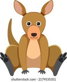 Cute kangaroo in flat style isolated illustration