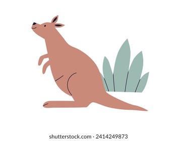 Canguro lindo. Personaje de bebé feliz al estilo de un niño escandinavo. Mamífero marsupial salvaje y exótico australiano en naturaleza. Ilustración nórdica del vector plano de Scandi infantil aislada en fondo blanco