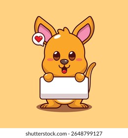 Canguru bonito segurando saudação banner ilustração de vetor de desenhos animados