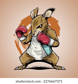 Cute Kangaroo Jab  With Small Body And Fight Vector Illustration 