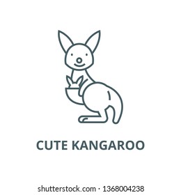 Cute kangaroo line icon, vector. Cute kangaroo outline sign, concept symbol, flat illustration