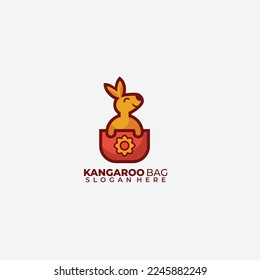 color de diseño de la plantilla de la ilustración del logotipo de kangaro lindo