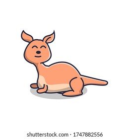 cute kangaroo with lying down pose and smiling cartoon character vector illustration