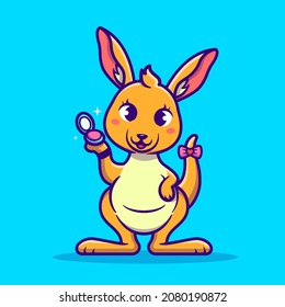 Cute Kangaroo Con Ilustración De Icono Del Vector De Dibujo. Concepto de icono de belleza animal Vector Premium aislado. Estilo de dibujo plano