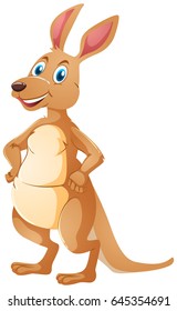 Cute kangaroo on white background illustration