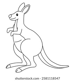 cute kangaroo outline for coloring illustration