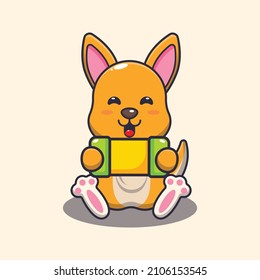 Cute kangaroo playing a game cartoon vector illustration