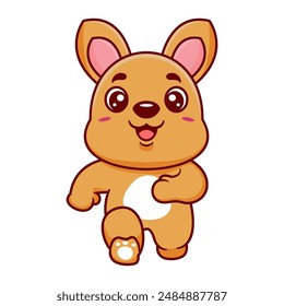 Cute kangaroo running cartoon character. Kawaii animal concept design Hand drawn style vector illustration