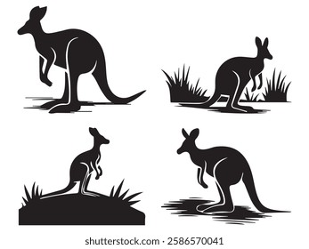 Cute Kangaroo Silhouette vector Illustration