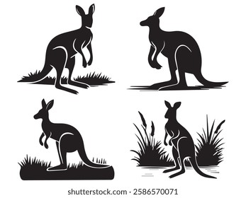 Cute Kangaroo Silhouette vector Illustration