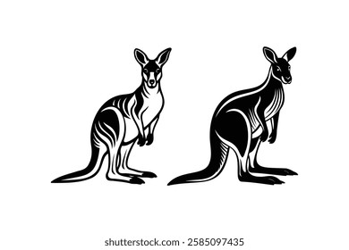 Cute Kangaroo Silhouette Vector Set for Wildlife and Nature Designs