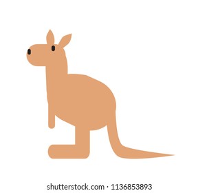 Cute kangaroo, simple style. Flat vector illustration. Isolated on white background.