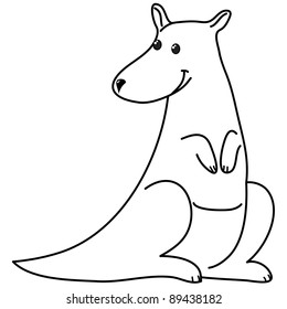 cute kangaroo sitting, cartoon, line art, coloring