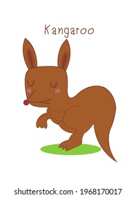 The cute kangaroo smiles in happiness vector.