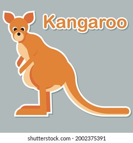 Cute kangaroo sticker vector illustration for paper bookmark collection. Kangaroo mascot character in modern style. Kangaroo flash card, pop art chic patches, pins, badges, and stickers.