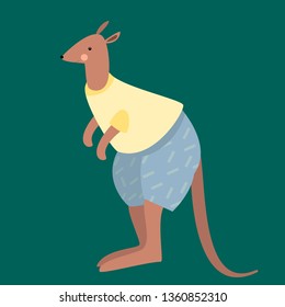 Cute kangaroo. Vector illustration 