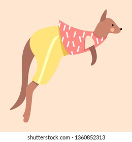 Cute kangaroo. Vector illustration 