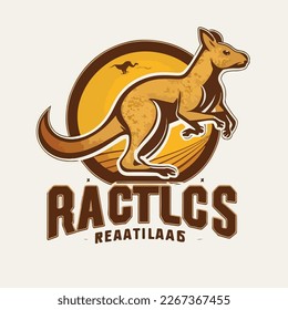 Cute Kangaroo Vector Logo Icon Sports Mascot flat illustration