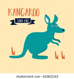Cute Kangaroos Cartoon Design Vector Illustration