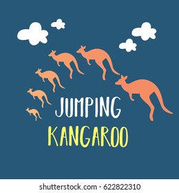 Cute Kangaroos Cartoon Design Vector Illustration