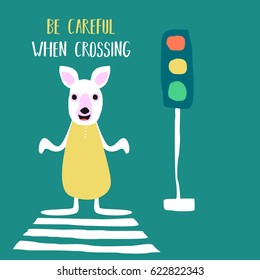 Cute Kangaroos Cartoon Design Vector Illustration
