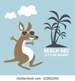 Cute Kangaroos Cartoon Design Vector Illustration