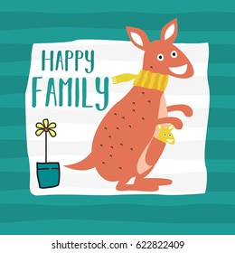 Cute Kangaroos Cartoon Design Vector Illustration