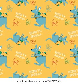 Cute Kangaroos Cartoon Seamless Pattern Design Vector Illustration