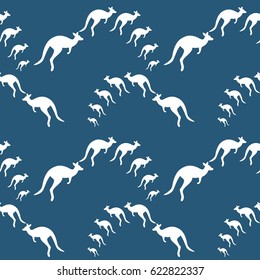 Cute Kangaroos Cartoon Seamless Pattern Design Vector Illustration