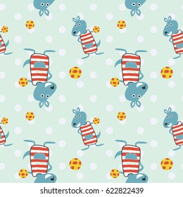 Cute Kangaroos Cartoon Seamless Pattern Design Vector Illustration
