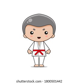 Cute Karate Mascot Character Design. Isolated on white background.