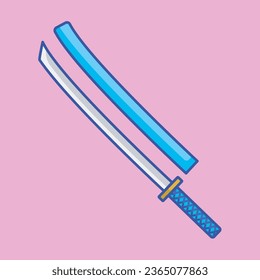 Cute Katana Schwert Vektorgrafik Illustration