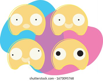 Cute Kawai Expression From Jelly on Color Background
