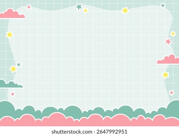 Leuke kawaii abstracte cloud grid achtergrond