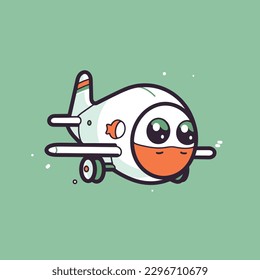 Cute kawaii airplane  chibi mascot vector cartoon style