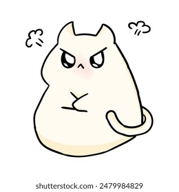 cute kawaii angry cat illustration