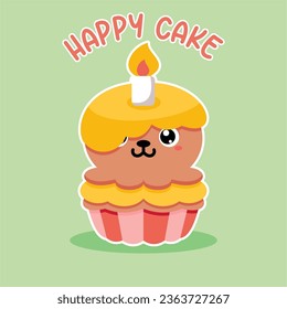 cute kawaii animal cake vector illustration 