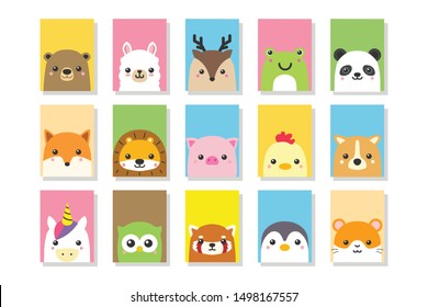 Cute kawaii animals card design