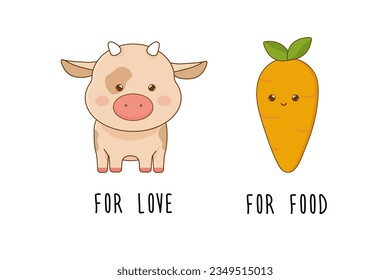 cute kawaii animals vegetarianism slogan for love